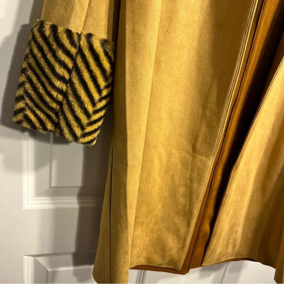 Alice Blue Cardigan Duster Animal Print Faux Suede Texture Open Front Size M - Picture 2 of 10